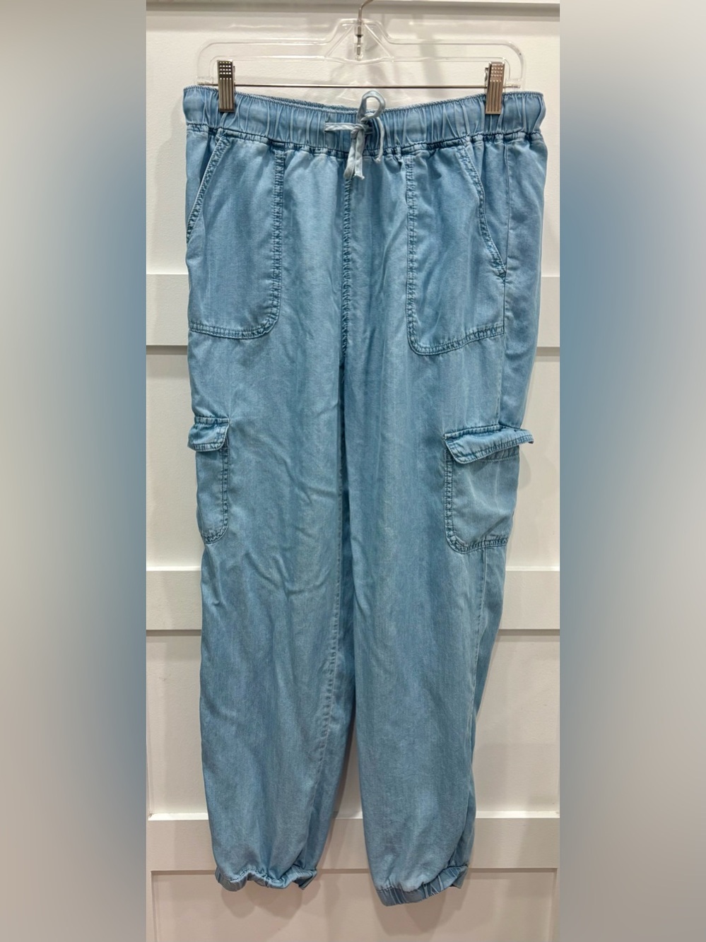May Berries Light Blue Tencel Jogger Cargo Pants